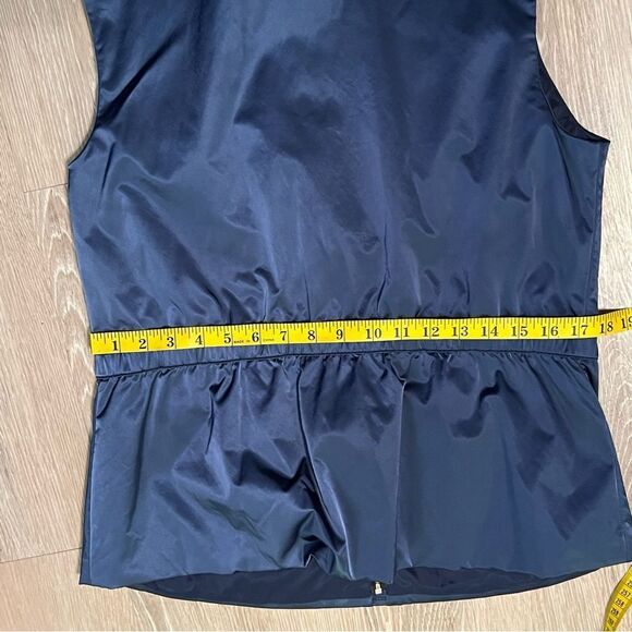 St. John Sport Sateen Nylon Full Zip sleeveless vest relaxed 12 Navy Blue Large - Picture 13 of 15